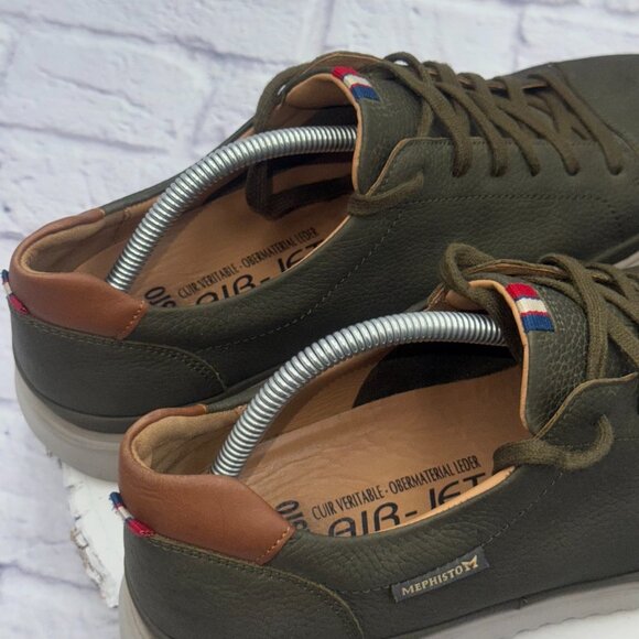 Mephisto Thomas Men's Sneaker Size US 11 Green Leather Air-Jet Walking Shoes - Picture 3 of 12